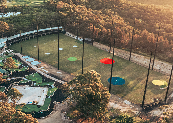 Driving Range drone sunset